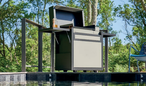 Plancha gaz moderne avec chariot et capot intégré  : pratique et facile à déplacer à Béziers 34500